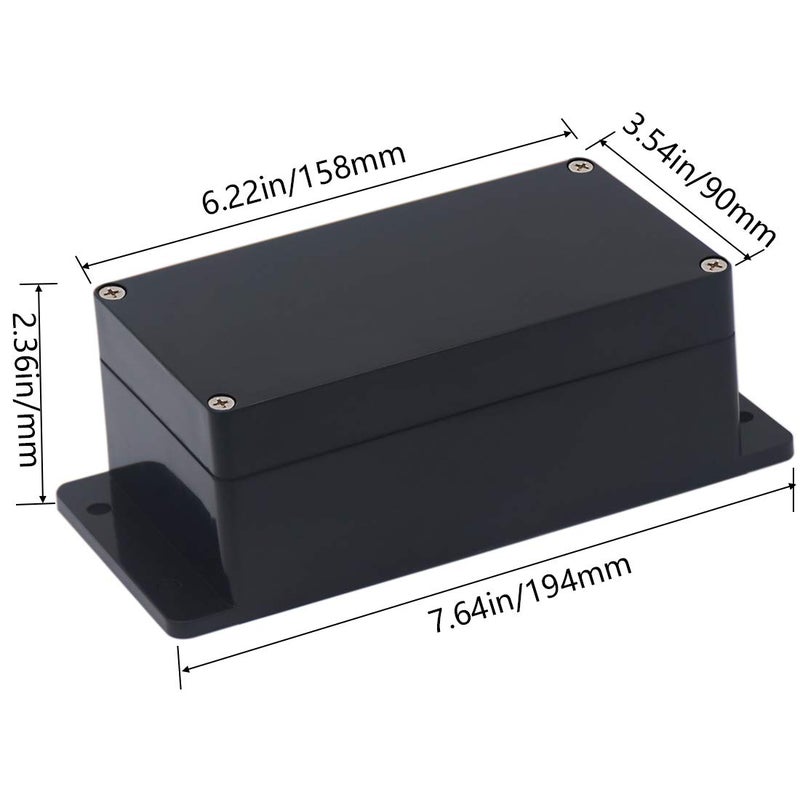 Raculety 2 Pack Project Box IP65 Waterproof Junction Box ABS Plastic Black Electrical Boxes DIY Electronic Project Case Power Enclosure with Fixed Ear 6.22 x3.54 x2.36 inch(158x90x60mm) - Image 2